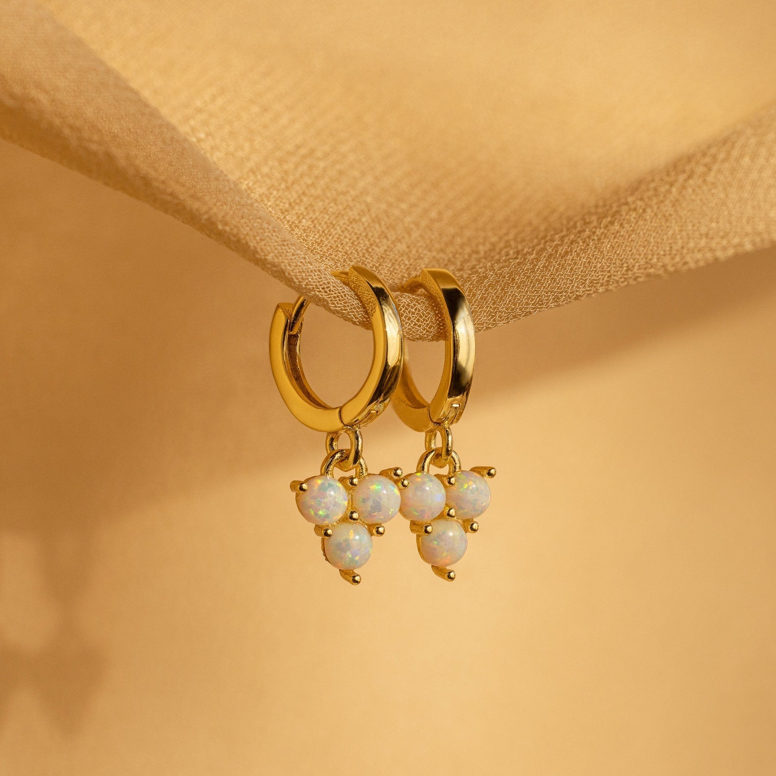 Opal Cluster Huggies 18K Gold